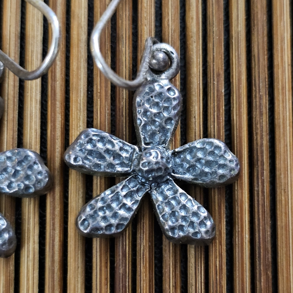 925 Silver Flower Dangle Earrings - image 3